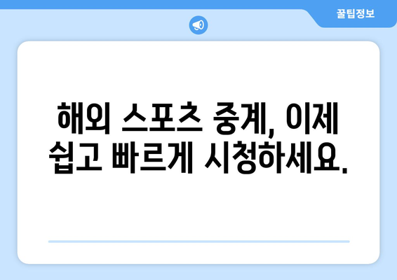 해외 스포츠 중계 실시간 시청하기