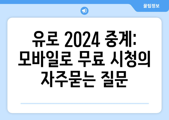 유로 2024 중계: 모바일로 무료 시청