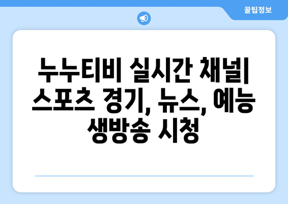 스포츠부터 예능까지: 누누티비에서 콘텐츠를 즐기는 방법