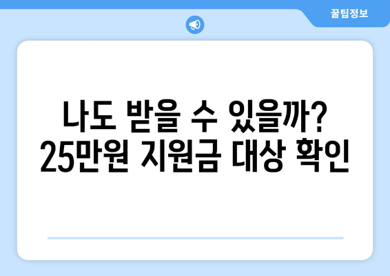 25만원 민생 지원금: 신청 대상 요약