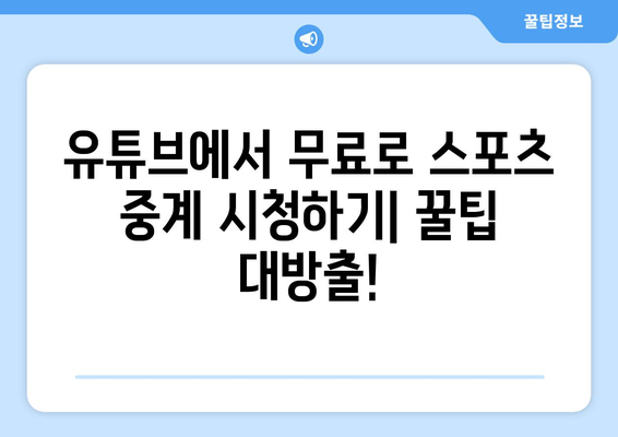 유튜브에서 실시간 스포츠 중계