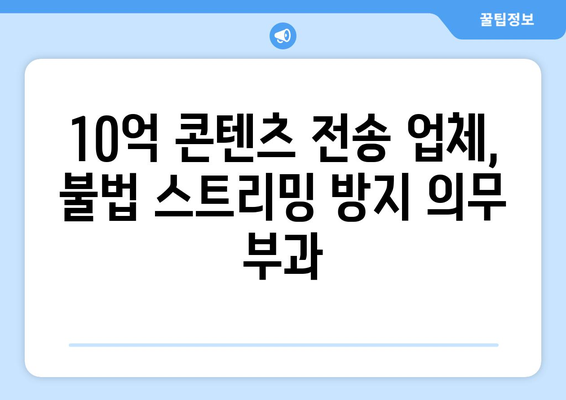 불법 스트리밍 사이트 예방: 10억 콘텐츠전송 업체에 의무 부과