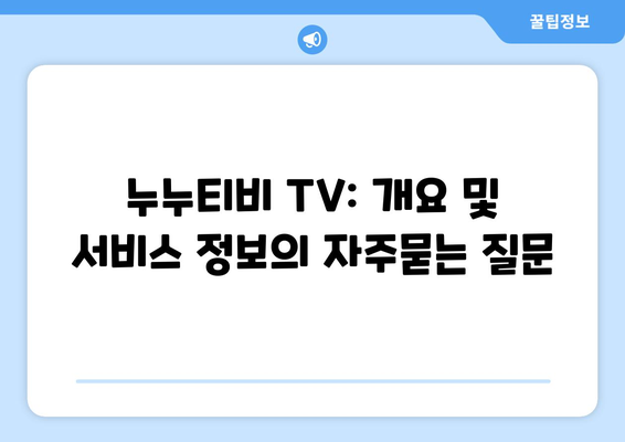 누누티비 TV: 개요 및 서비스 정보