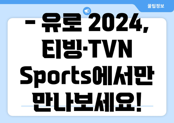 유로 2024 중계 (티빙, TVN Sports, 스포티비 미방송)