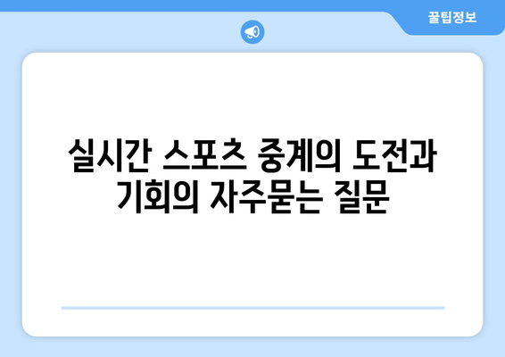 실시간 스포츠 중계의 도전과 기회