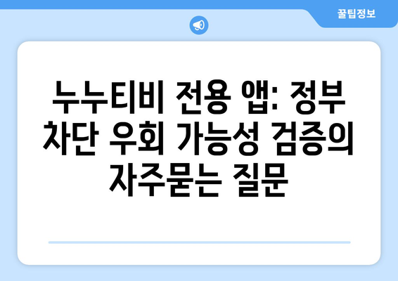 누누티비 전용 앱: 정부 차단 우회 가능성 검증