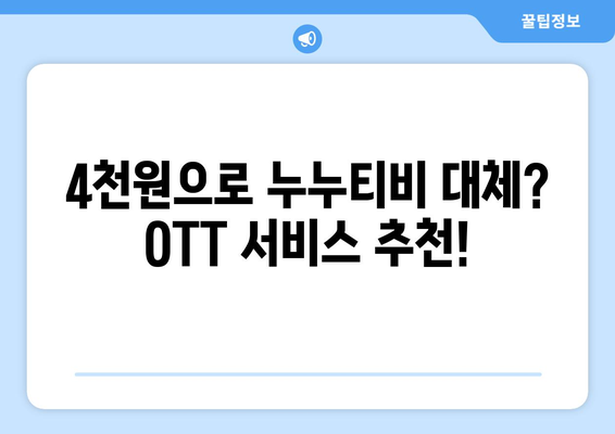 한 달에 4천원으로 누누티비 대체 OTT 서비스