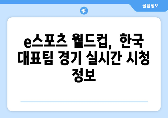 e스포츠 월드컵: 한국 경기 시간 및 한국어 중계