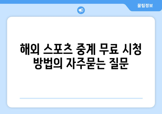 해외 스포츠 중계 무료 시청 방법