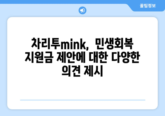 차리투mink 민생 토론회에서 이재명의 민생회복지원금 제안