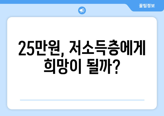 저소득층 지원의 과감한 시도: 25만원 지원금의 찬반 논쟁