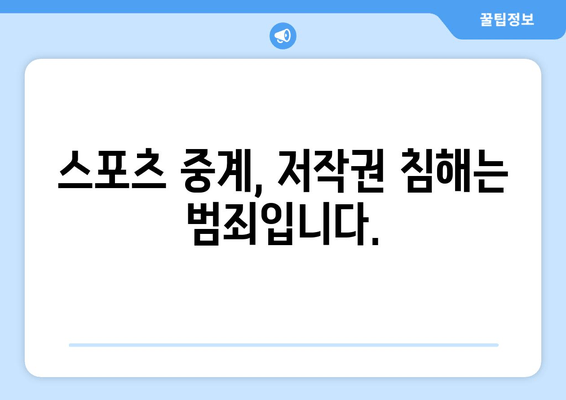 불법 스포츠 중계: 창작자의 권리를 침해하다