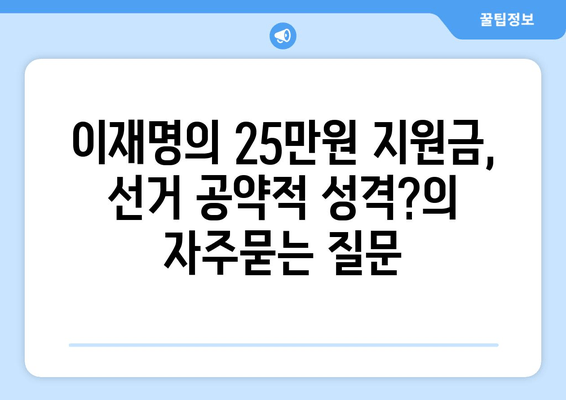 이재명의 25만원 지원금, 선거 공약적 성격?