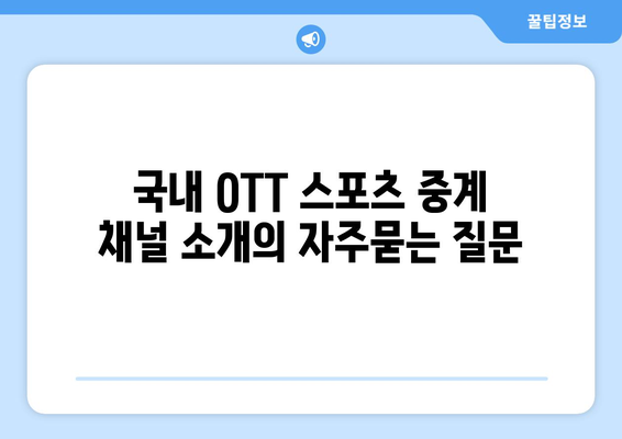 국내 OTT 스포츠 중계 채널 소개