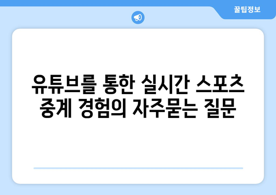 유튜브를 통한 실시간 스포츠 중계 경험