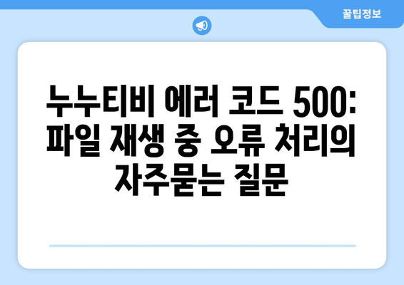 누누티비 에러 코드 500: 파일 재생 중 오류 처리