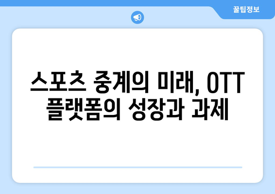 프로 스포츠 중계의 미래: 직관에서 OTT까지