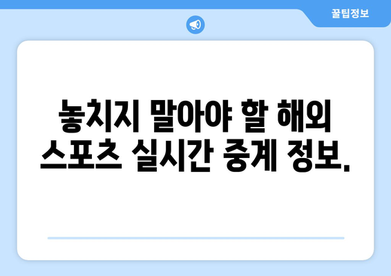 해외 스포츠 중계 실시간 시청하기