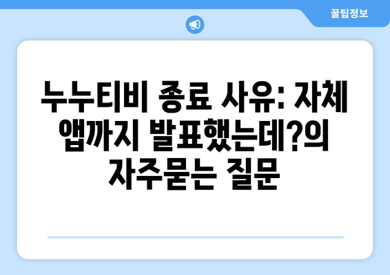 누누티비 종료 사유: 자체 앱까지 발표했는데?