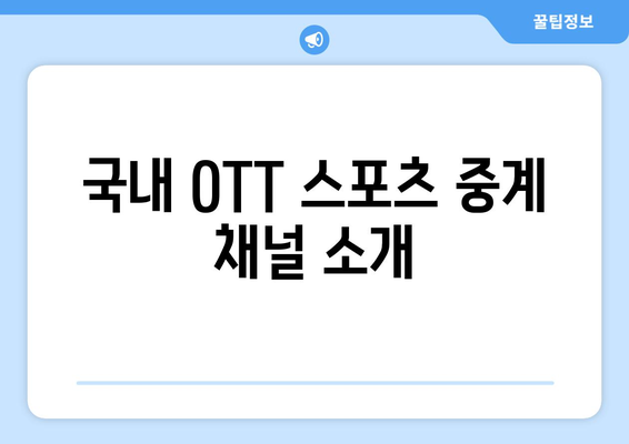 국내 OTT 스포츠 중계 채널 소개