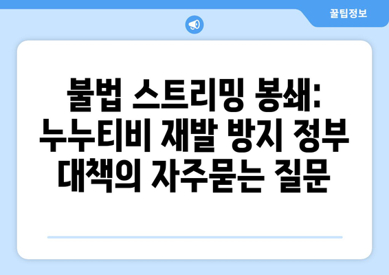 불법 스트리밍 봉쇄: 누누티비 재발 방지 정부 대책