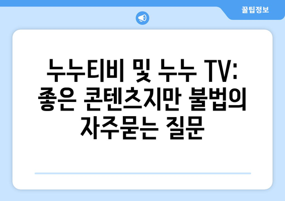 누누티비 및 누누 TV: 좋은 콘텐츠지만 불법