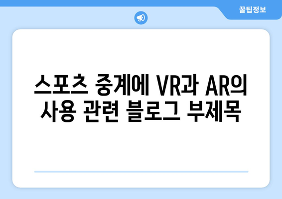 스포츠 중계에 VR과 AR의 사용