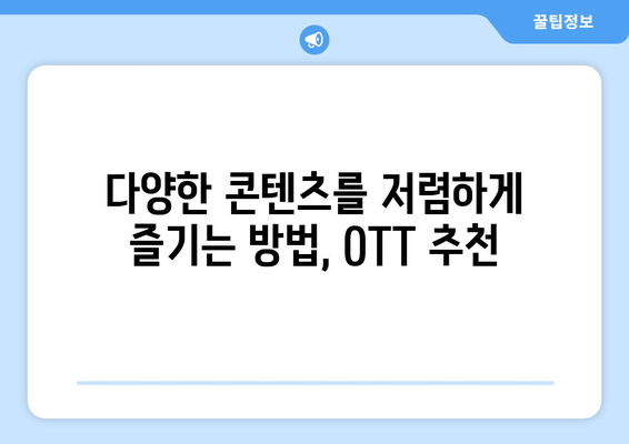 누누티비 대체 사이트: 합법적 OTT 옵션 추천