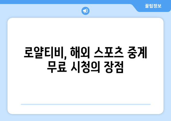 로얄티비 해외 스포츠 중계 무료 시청 방법