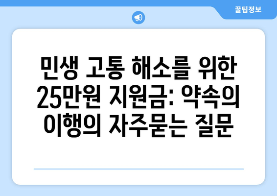 민생 고통 해소를 위한 25만원 지원금: 약속의 이행