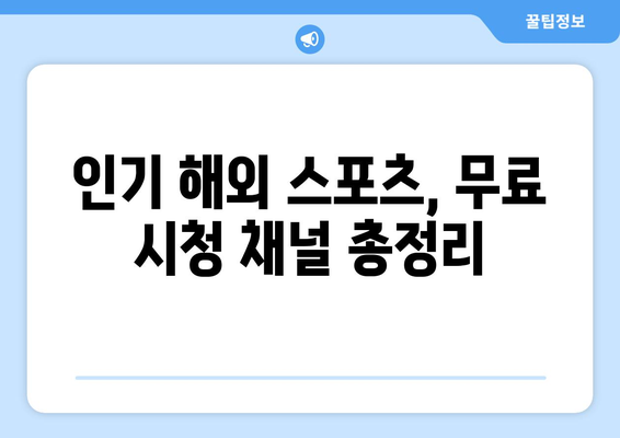 무료 해외 스포츠 중계 시청