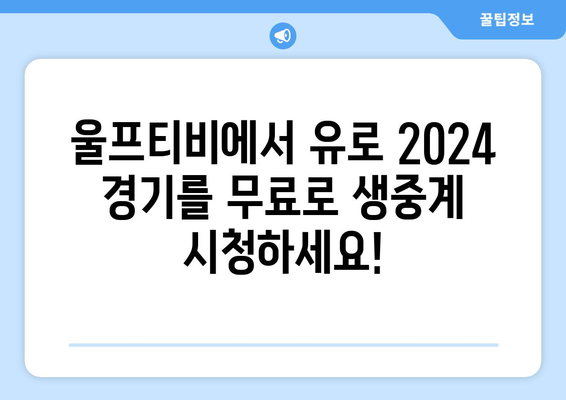 유로 2024: 울프티비에서 무료 해외 스포츠 중계 확인