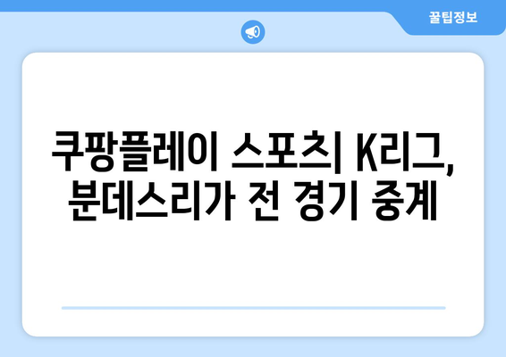 쿠팡플레이 스포츠: K리그, 분데스리가 전 경기 중계