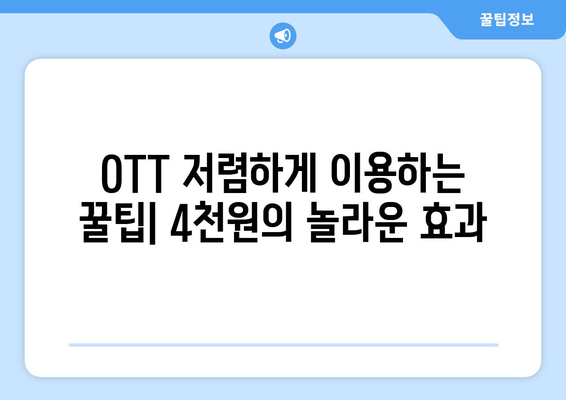 OTT를 4천원에 구독하는 비법: 누누티비 대신하는 방법