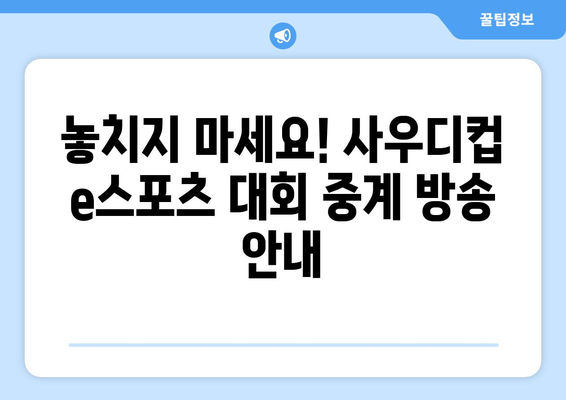 사우디컵 e스포츠 대회 중계 일정 안내