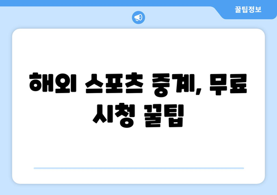 해외 스포츠 중계를 무료로 시청하는 방법