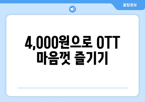 누누티비 없이 OTT를 4,000원에 구독하는 방법