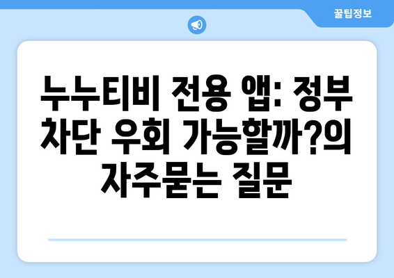 누누티비 전용 앱: 정부 차단 우회 가능할까?