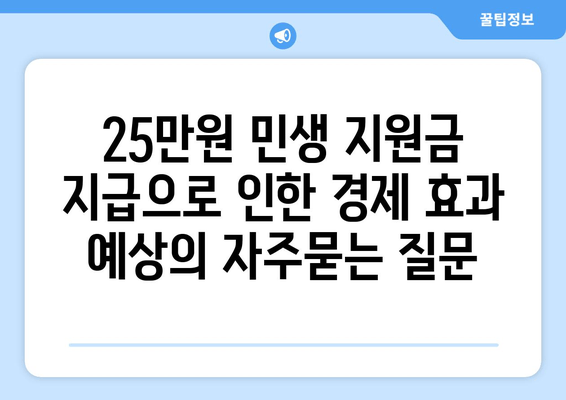 25만원 민생 지원금 지급으로 인한 경제 효과 예상