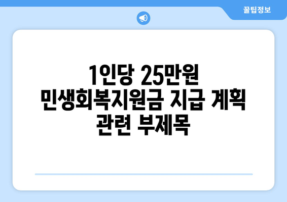 1인당 25만원 민생회복지원금 지급 계획