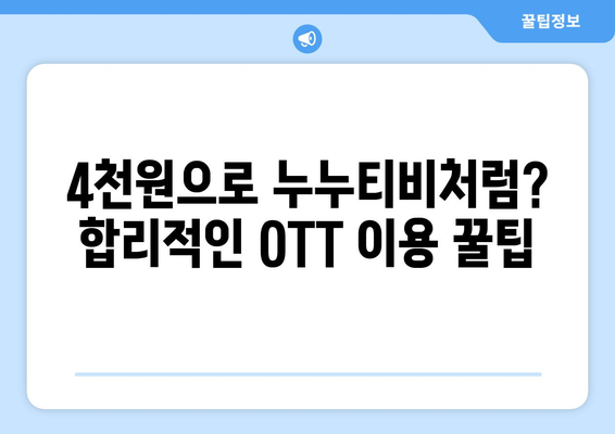 한 달에 4천원으로 OTT 시청할 수 있는 누누티비 대안