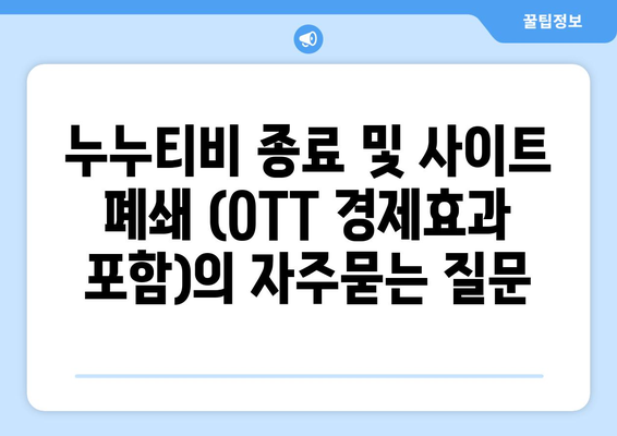 누누티비 종료 및 사이트 폐쇄 (OTT 경제효과 포함)