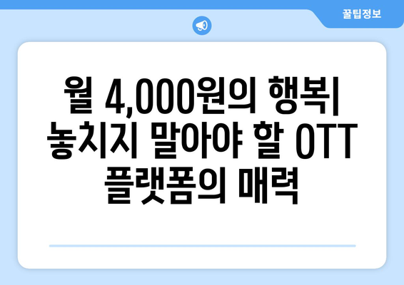 달에 4,000원으로 OTT 이용 가능한 플랫폼