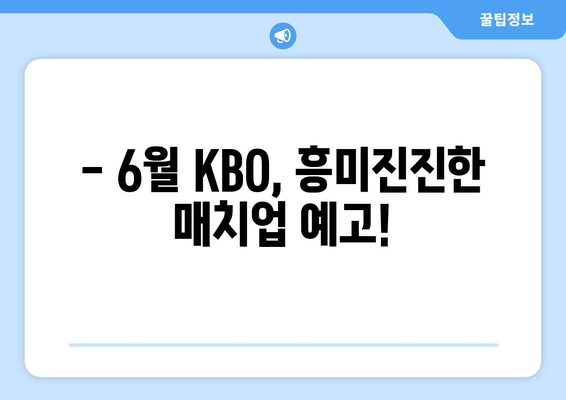 2024년 6월 주요 KBO 경기 일정과 방송 시간