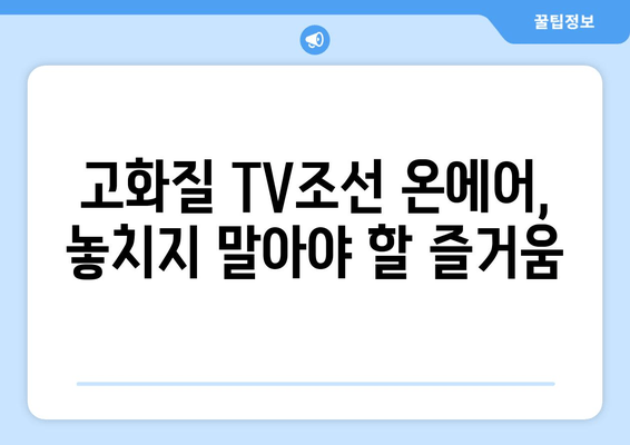 고화질로 TV조선 온에어 예능, 드라마, 축구 콘텐츠 시청하기