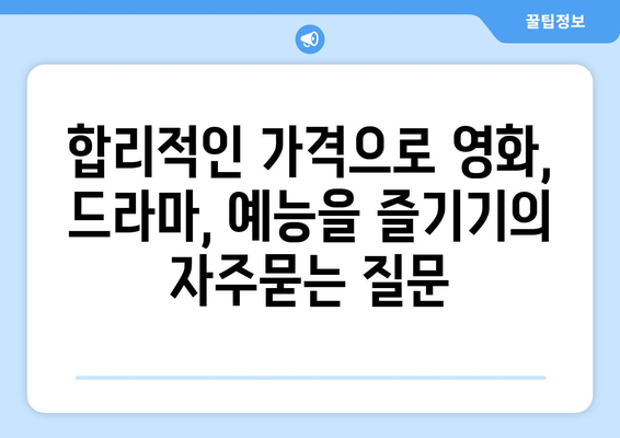 합리적인 가격으로 영화, 드라마, 예능을 즐기기