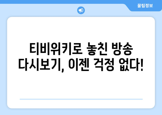 티비위키의 장점과 무료 드라마·예능 즐기는 매력