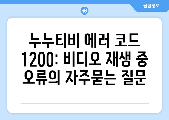 누누티비 에러 코드 1200: 비디오 재생 중 오류