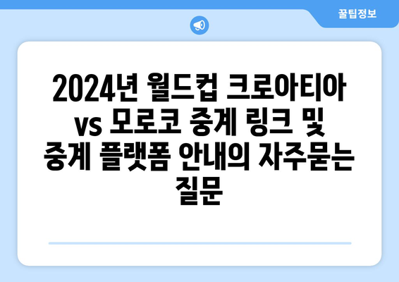 2024년 월드컵 크로아티아 vs 모로코 중계 링크 및 중계 플랫폼 안내