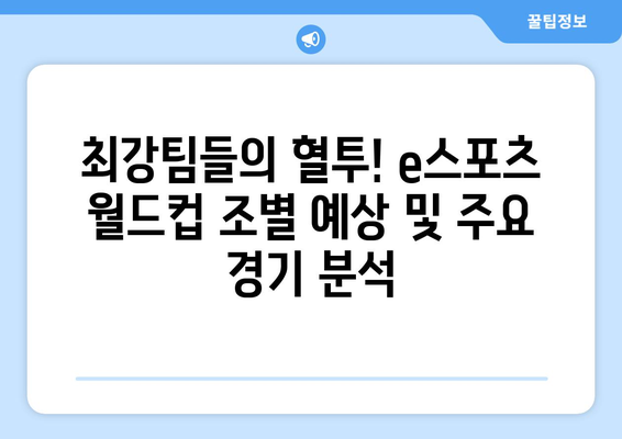 e스포츠 월드컵 조 편성 및 중계 시간표